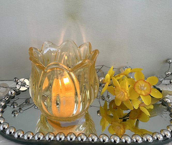 Hovedbilde Lysglass, Gul Tulipan, for ...