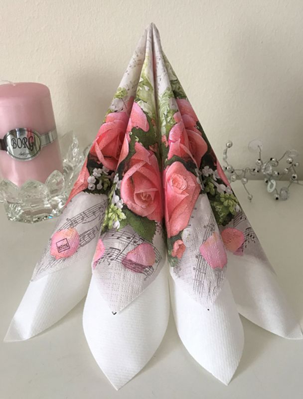 Lunsj serviett, Rosa Roser Flower Symphony.