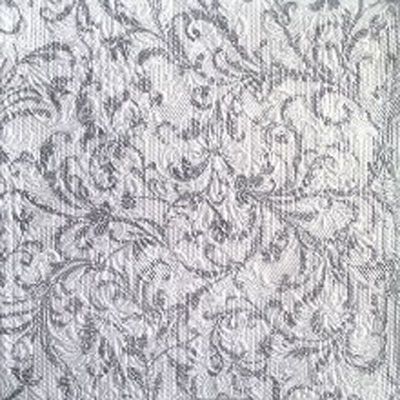 Lunsj serviett, Elegance Damask White/Silver
