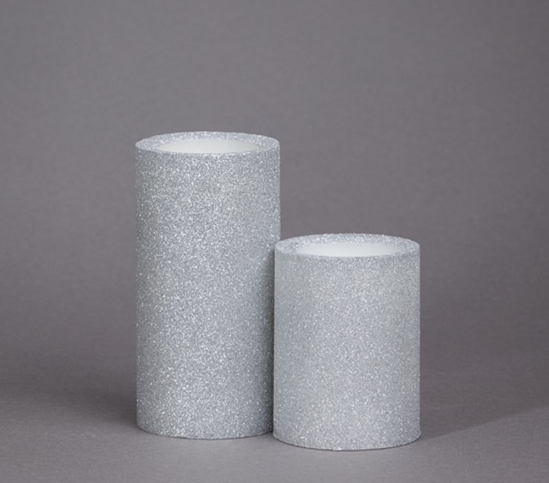 Led-kubbelys, med sølvglitter, stort.